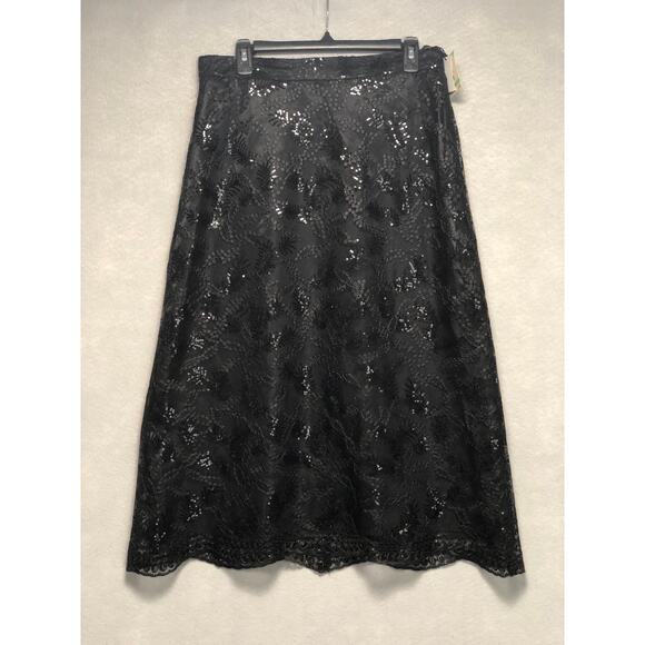 Anne Klein Women's Size 8 Black Sequin Maxi Skirt New - Picture 1 of 9